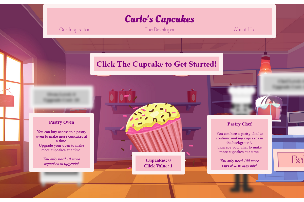 A Screenshot of my Cupcake Clicker game